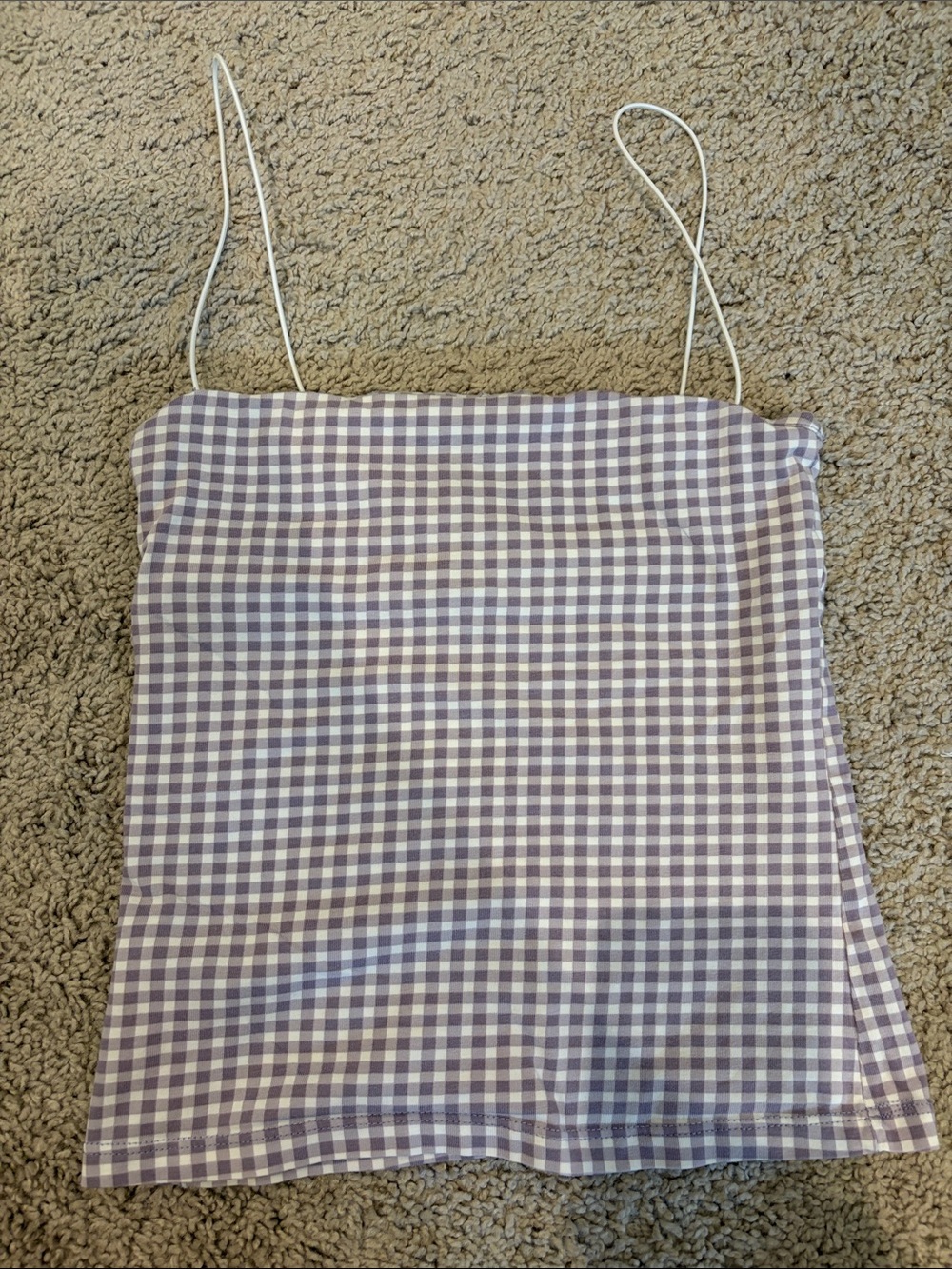 Buttercup Purple Gingham Spaghetti Strap Crop Top